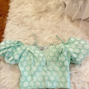 DO+BE Mint Green Polka Dot Crop Top